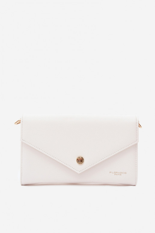 Bolsa carteira estilo envelope branca com fitas decorativas Pauline