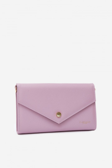 Bolsa carteira estilo envelope roxa com fitas decorativas Pauline