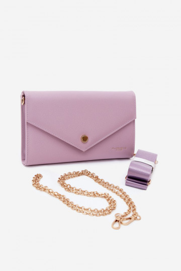 Bolsa carteira estilo envelope roxa com fitas decorativas Pauline 2