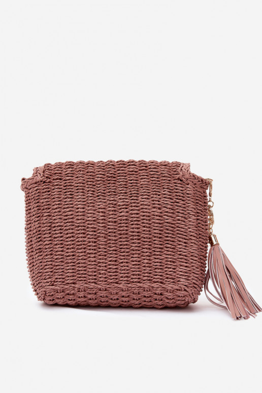 Pequena bolsa rosa estilo carteiro com elementos vazados Tamara