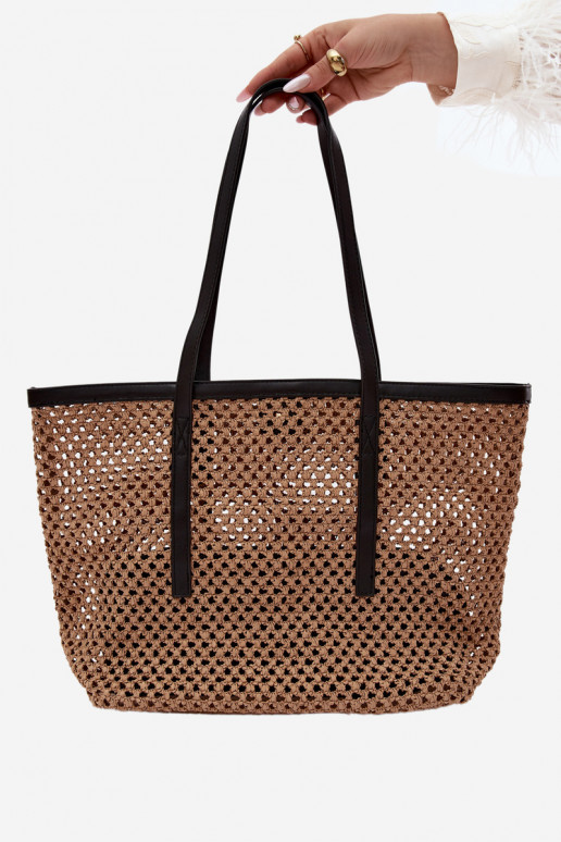 Bolsa de compras trançada preta com pingente Noella