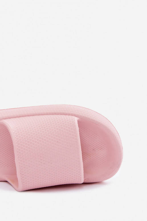 Chinelos leves femininos em espuma sobre sola grossa na cor rosa Querceria