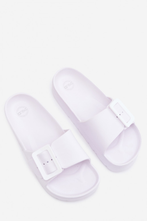 Chinelos brancos femininos com plataforma e fivelas Caramel