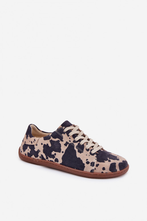 Sapatos casuais em camurça sintética castanho-bege Barefoot Zazoo N1120