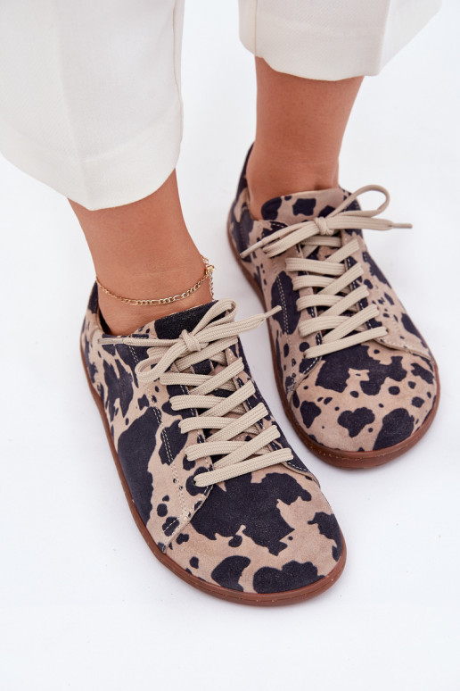 Sapatos casuais em camurça sintética castanho-bege Barefoot Zazoo N1120