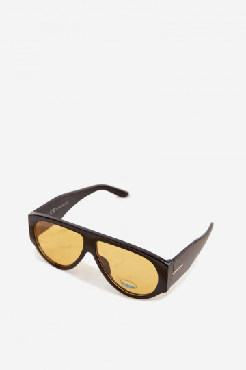 Óculos de sol femininos em preto e amarelo