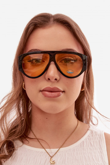 Óculos de sol femininos em preto e amarelo 2