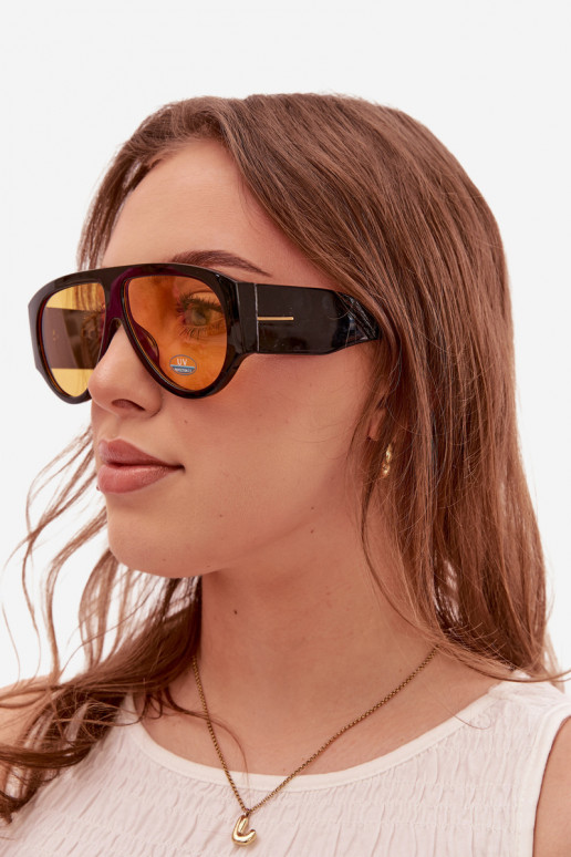 Óculos de sol femininos em preto e amarelo