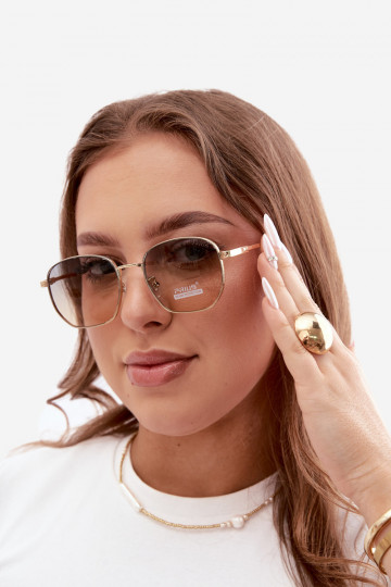 Óculos de sol com armação fina UV 400 na cor amarela