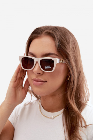 Óculos de sol femininos com filtro UV na cor areia