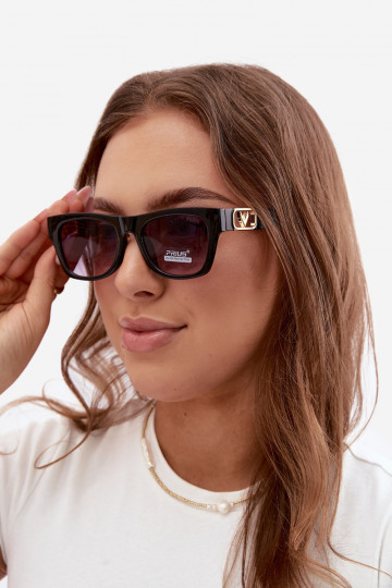 Óculos de sol femininos com filtro UV na cor preta