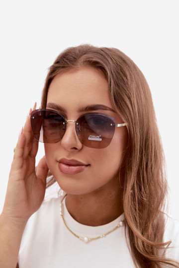 Óculos de sol sem armação com filtro UV 400 na cor marrom escuro