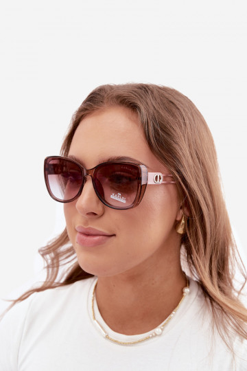 Óculos de sol femininos em estilo gato na cor rosa