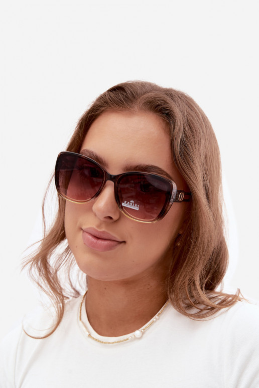 Óculos de sol femininos em estilo gato na cor marrom-amarelo