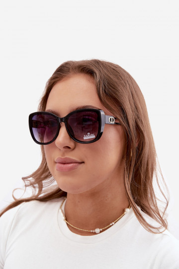 Óculos de sol femininos em estilo gato na cor preta
