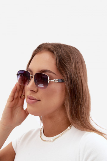 Óculos de sol com armação fina e filtro UV na cor cinza-preto