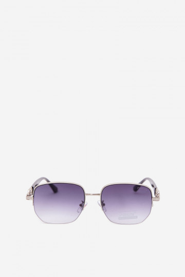 Óculos de sol com armação fina e filtro UV na cor cinza-preto 2