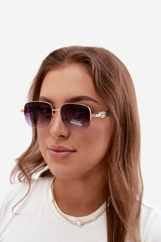 Óculos de sol com armação fina e filtro UV, dourado-preto