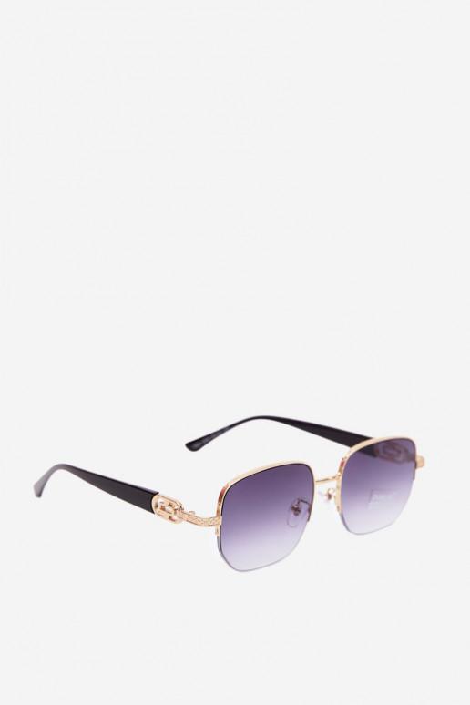 Óculos de sol com armação fina e filtro UV, dourado-preto