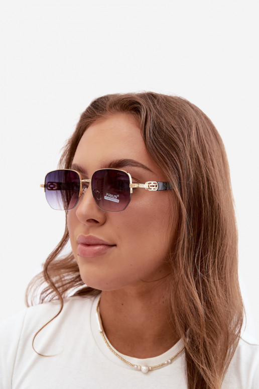 Óculos de sol com armação fina e filtro UV, dourado-preto