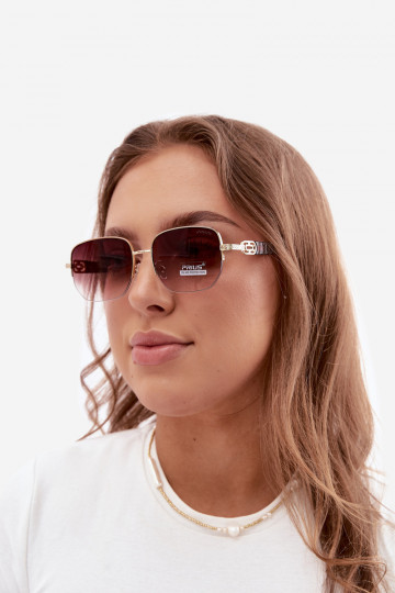 Óculos de sol com armação fina e filtro UV, marrom