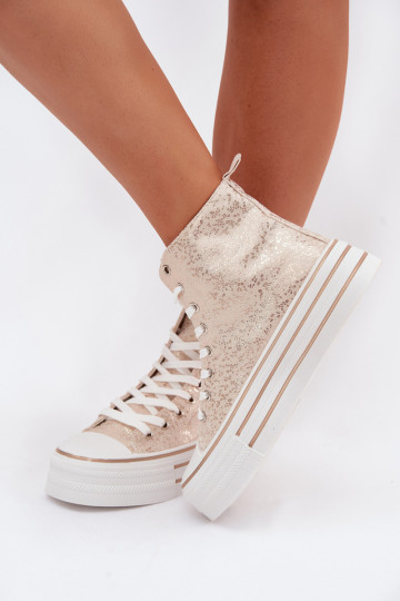Botas casuais femininas douradas com plataforma INildrose
