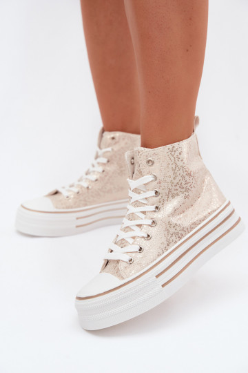 Botas casuais femininas douradas com plataforma INildrose 2