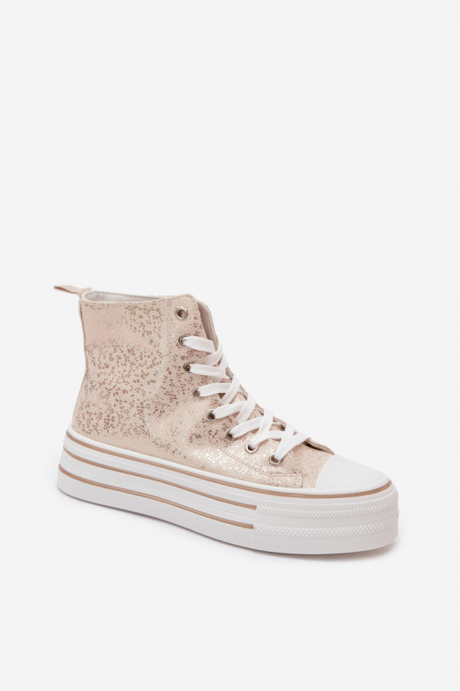 Botas casuais femininas douradas com plataforma INildrose