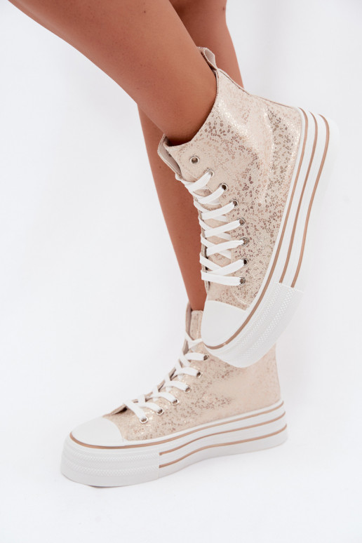 Botas casuais femininas douradas com plataforma INildrose