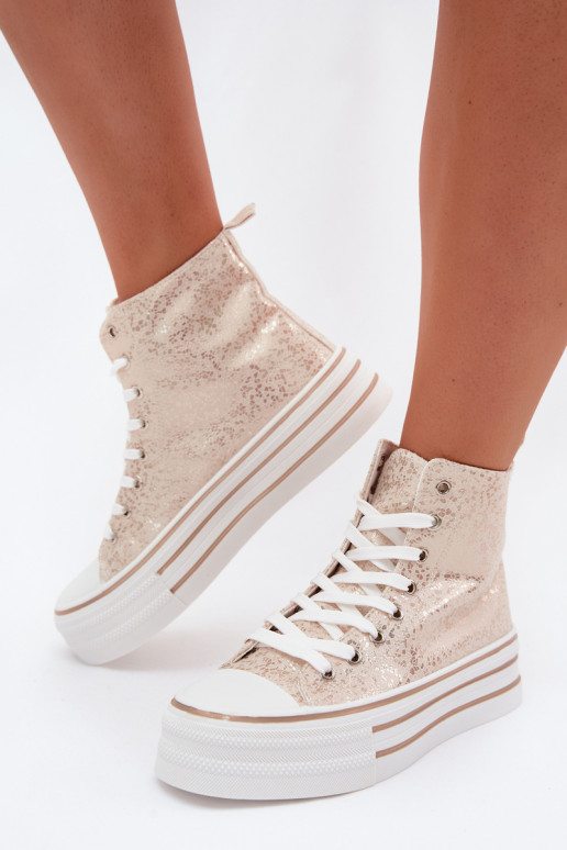Botas casuais femininas douradas com plataforma INildrose