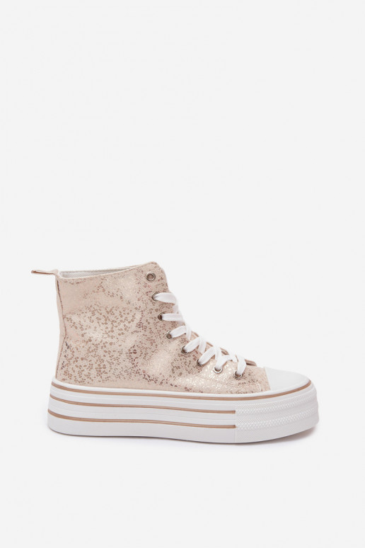 Botas casuais femininas douradas com plataforma INildrose
