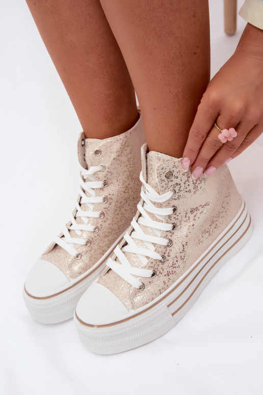 Botas casuais femininas douradas com plataforma INildrose