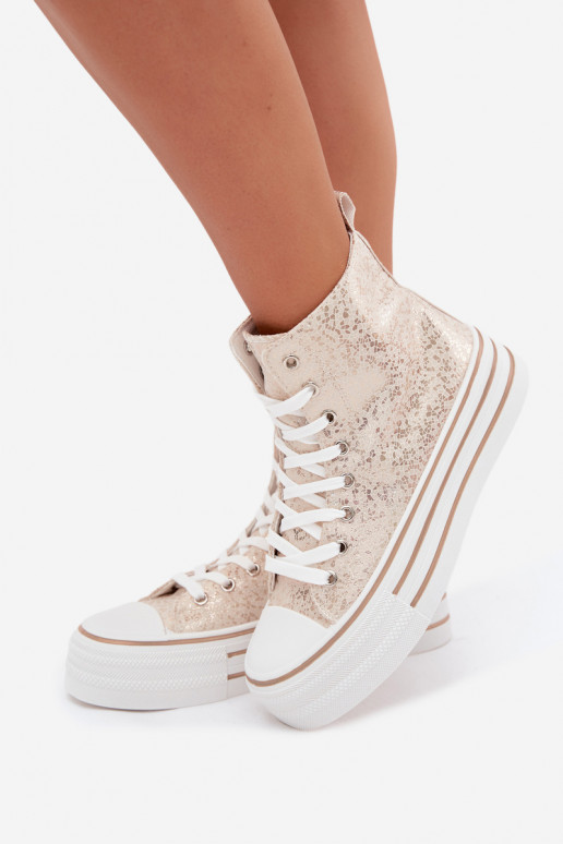 Botas casuais femininas douradas com plataforma INildrose