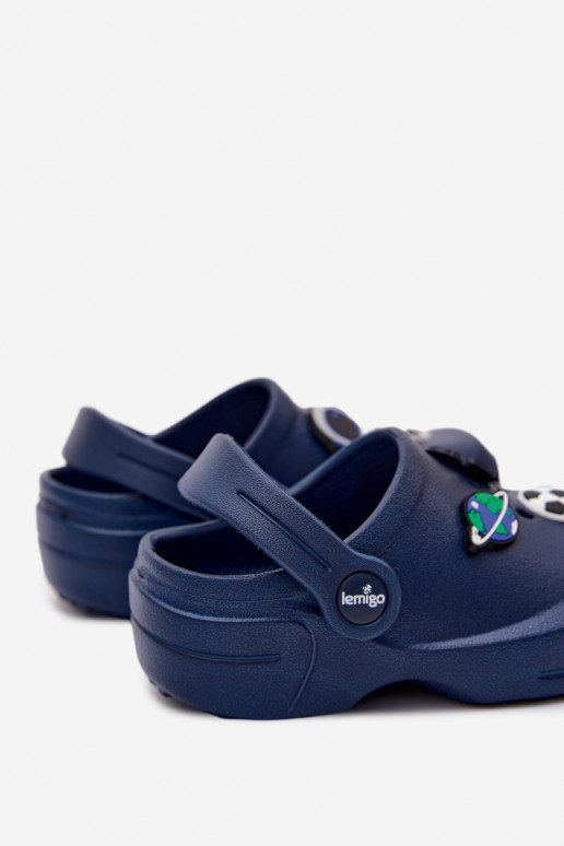 Tamancos leves masculinos azul escuro com fivelas LEMIGO COSMO