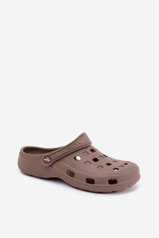 Tamancos leves femininos marrons LEMIGO 806
