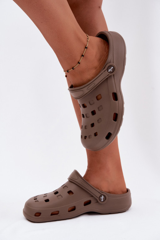 Tamancos leves femininos marrons LEMIGO 806