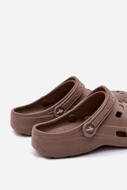 Tamancos leves femininos marrons LEMIGO 806