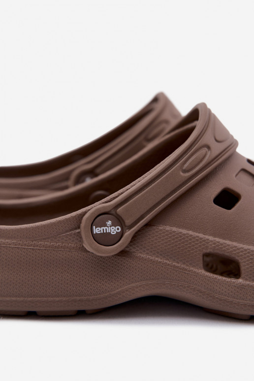 Tamancos leves femininos marrons LEMIGO 806