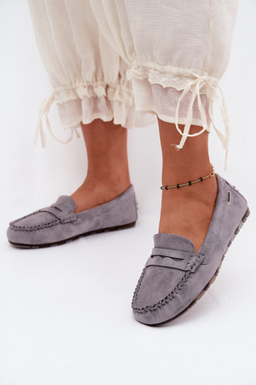 Mocassins planos em camurça sintética cinza Galadriel 2