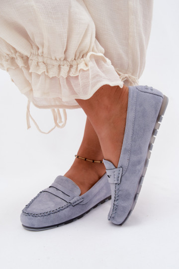 Mocassins planos em camurça sintética azul Galadriel