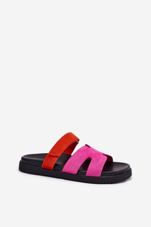 Chinelos femininos com fecho adesivo Vinceza 17401 na cor rosa
