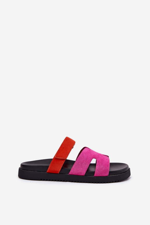Chinelos femininos com fecho adesivo Vinceza 17401 na cor rosa