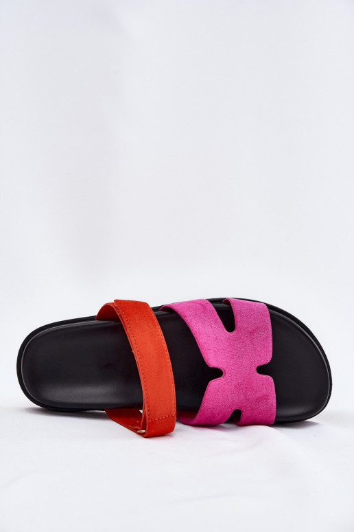 Chinelos femininos com fecho adesivo Vinceza 17401 na cor rosa