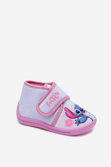 Chinelos infantis com velcro STITCH rosas