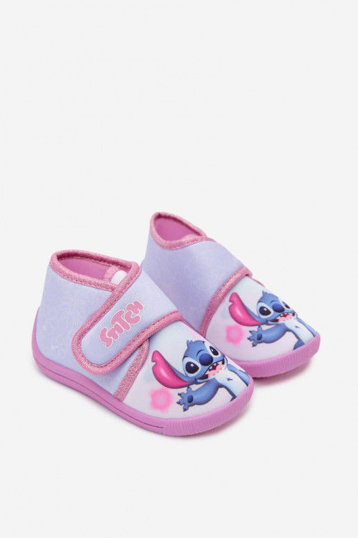 Chinelos infantis com velcro STITCH rosas