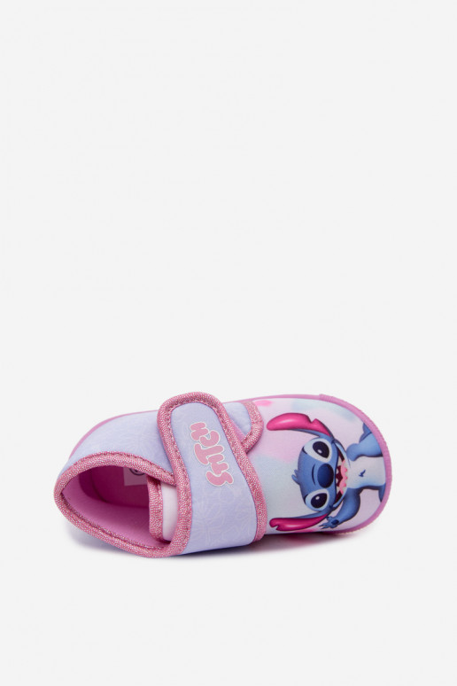 Chinelos infantis com velcro STITCH rosas
