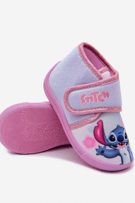 Chinelos infantis com velcro STITCH rosas