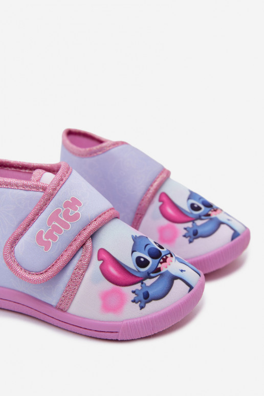 Chinelos infantis com velcro STITCH rosas