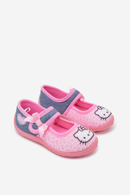 Chinelos infantis com velcro HELLO KITTY rosas