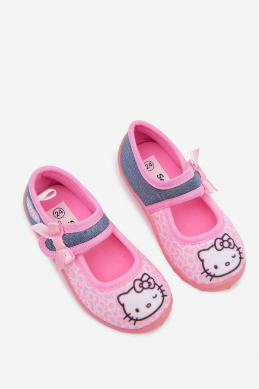 Chinelos infantis com velcro HELLO KITTY rosas